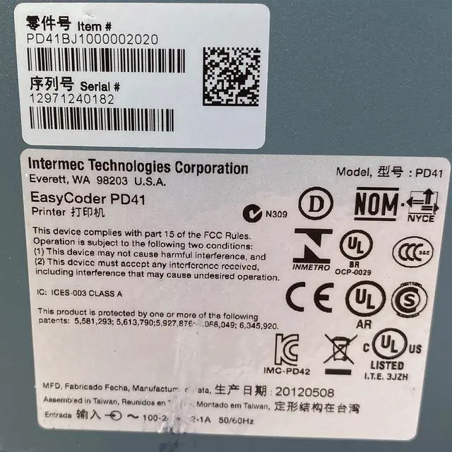 Alt view image 6 of 7 - Intermec EasyCoder PD41 Thermal Transfer Barcode Label Printer USB LAN Serial