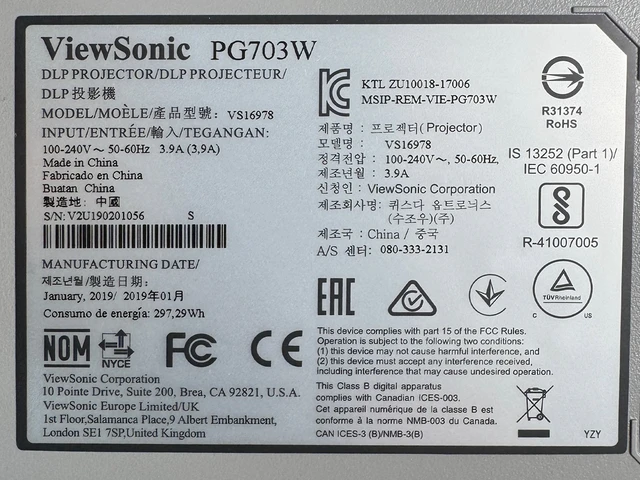 Alt view image 4 of 7 - ViewSonic PG703W DLP Projector 4000 Lumens Full HD 3D WXGA Dual HDMI 10W Speaker