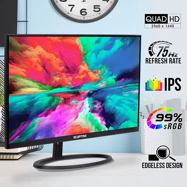 Alt view image 2 of 5 - IPS 27 Inch 2K 2560 x 1440p QHD 75Hz DisplayPort HDMI 99% sRGB Build-in Speakers Machine Black (E275W-QPT)
