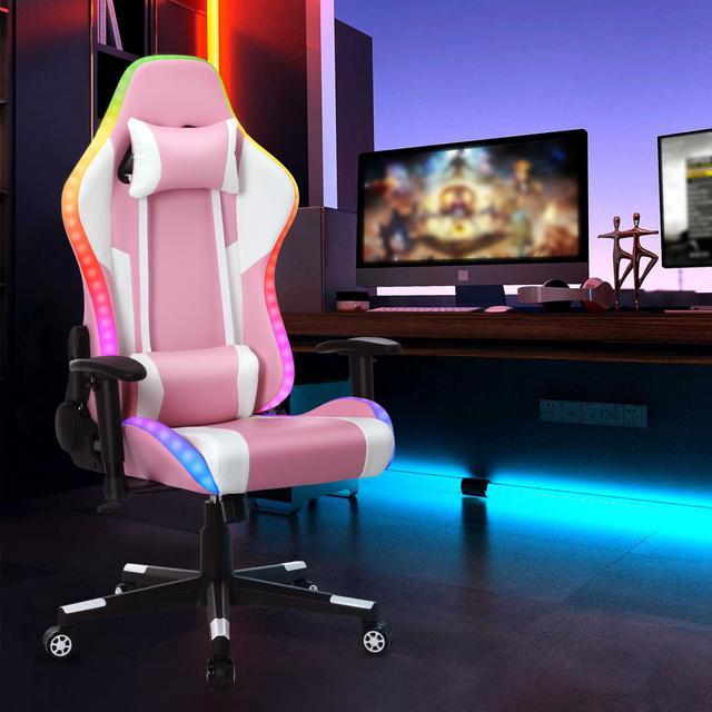 AA Gaming Pink White Gaming Chair Neck and Lumbar Support Pillow Cushion  Set