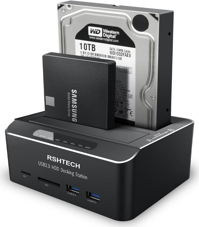 RSHTECH USB 3.0 to SATA Dual Bay External Hard Drive Dock with SD