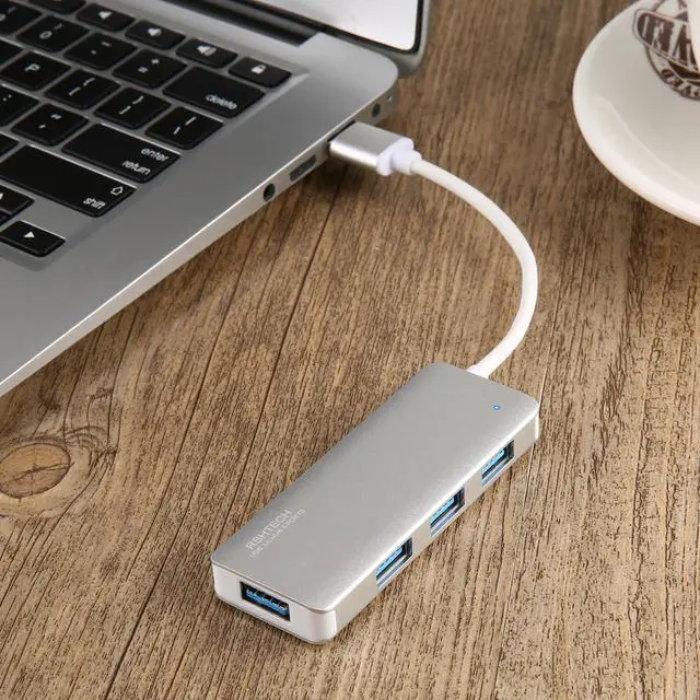 Alt view image 5 of 6 - USB Hub 3.0, RSHTECH 4 Port USB 3.0 Ultra Slim Aluminum Data Hub USB Port Expander Portable USB Splitter (Silver)