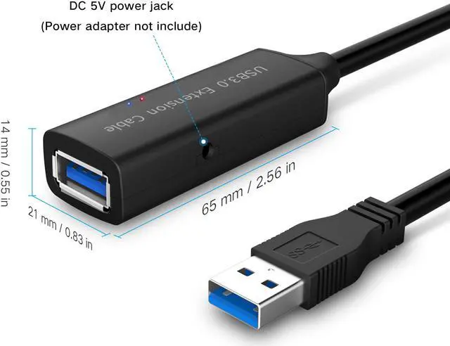 Alt view image 3 of 6 - RSHTECH USB 3.0 Active Extension Cable 16 Feet USB 3.0 Extender Male to Female Cord with Built-in Signal Booster Chips for Xbox, PS4, USB Printer, Mouse, Keyboard, etc