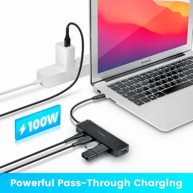 Alt view image 2 of 7 - USB C Hub Multiport Adapter RSHTECH 6 in 1 USB C Dongle with 4K HDMI, 100W PD, 3 USB 3.0 Port, 3.5mm Audio Jack, USB-C Hub for MacBook Air, MacBook Pro, XPS and More Type C Devices