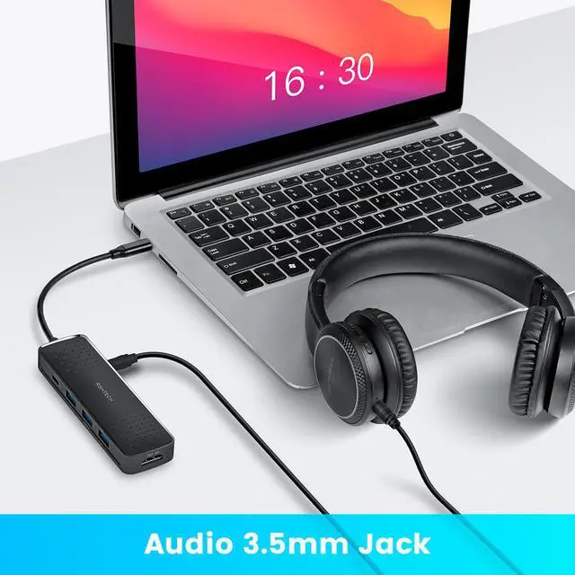 Alt view image 4 of 7 - USB C Hub Multiport Adapter RSHTECH 6 in 1 USB C Dongle with 4K HDMI, 100W PD, 3 USB 3.0 Port, 3.5mm Audio Jack, USB-C Hub for MacBook Air, MacBook Pro, XPS and More Type C Devices