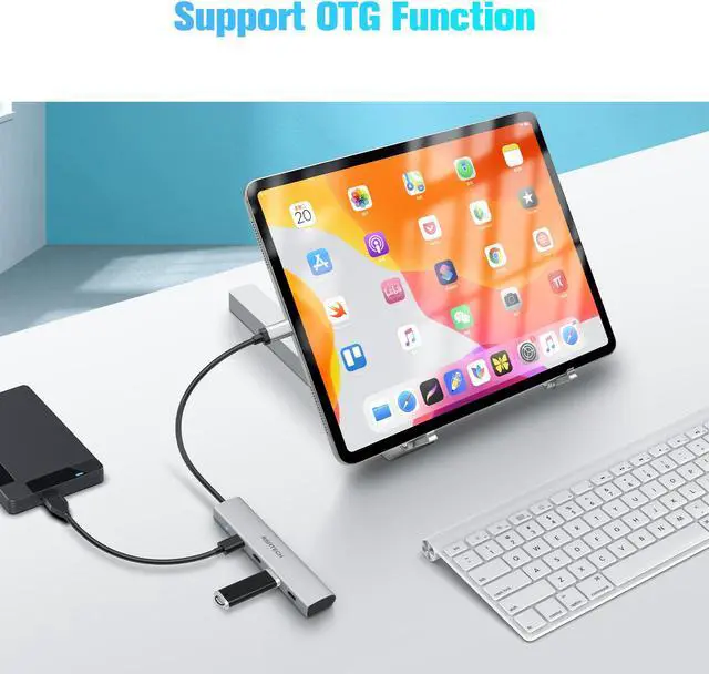 Alt view image 4 of 6 - USB C Hub 10Gbps RSHTECH 4-Port USB C to USB-C 3.2 Gen 2 Dongle, Portable USB C Multiport Adapter for Thunderbolt/Type C Laptop and More, Gray (RX04)