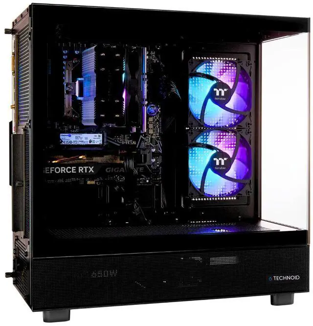 Alt view image 6 of 7 - TECHNOID Glass Gaming PC - GeForce RTX 5070 Ti - AMD Ryzen 7 9800X3D - 32GB DDR5 - 2TB SSD - Win 11 PRO - AI Ready - 850w 80 Plus Gold PSU - VR Compatible - Black