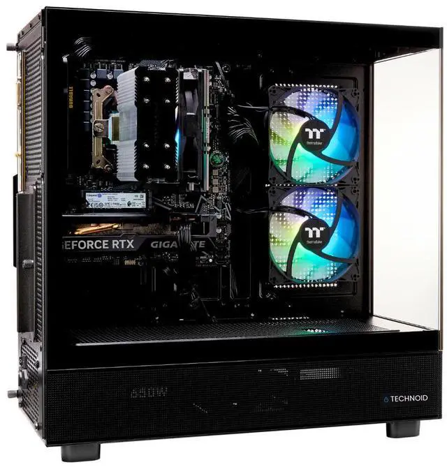 Alt view image 7 of 7 - TECHNOID Glass Gaming PC - GeForce RTX 5070 Ti - AMD Ryzen 7 9800X3D - 32GB DDR5 - 2TB SSD - Win 11 PRO - AI Ready - 850w 80 Plus Gold PSU - VR Compatible - Black