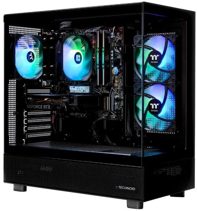 Alt view image 3 of 7 - TECHNOID Glass Gaming PC - GeForce RTX 5070 Ti - AMD Ryzen 7 9800X3D - 32GB DDR5 - 2TB SSD - Win 11 PRO - AI Ready - 850w 80 Plus Gold PSU - VR Compatible - Black