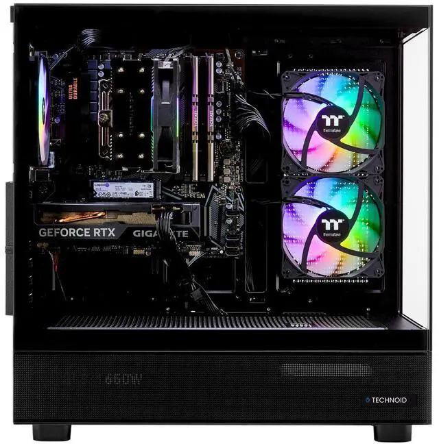 Alt view image 5 of 7 - TECHNOID Glass Gaming PC - GeForce RTX 5070 Ti - AMD Ryzen 7 9800X3D - 32GB DDR5 - 2TB SSD - Win 11 PRO - AI Ready - 850w 80 Plus Gold PSU - VR Compatible - Black