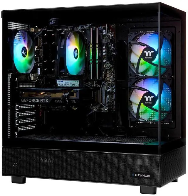 Alt view image 2 of 7 - TECHNOID Glass Gaming PC - GeForce RTX 5070 Ti - AMD Ryzen 7 9800X3D - 32GB DDR5 - 2TB SSD - Win 11 PRO - AI Ready - 850w 80 Plus Gold PSU - VR Compatible - Black