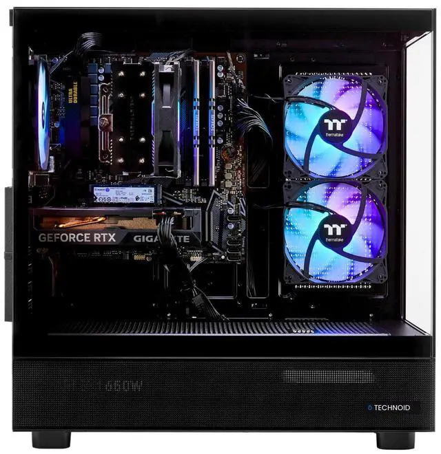 Alt view image 4 of 7 - TECHNOID Glass Gaming PC - GeForce RTX 5070 Ti - AMD Ryzen 7 9800X3D - 32GB DDR5 - 2TB SSD - Win 11 PRO - AI Ready - 850w 80 Plus Gold PSU - VR Compatible - Black