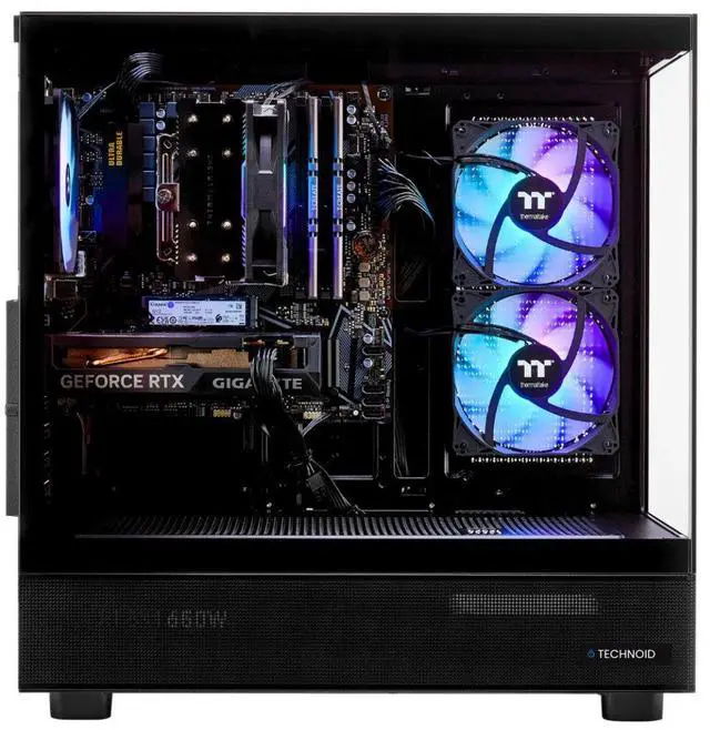 Alt view image 3 of 5 - TECHNOID Glass Gaming PC - GeForce RTX 5070 - AMD Ryzen 7 9800X3D - 32GB DDR5 - 2TB SSD - Win 11 HOME - AI Ready - 850w 80 Plus Gold PSU - VR Compatible - Black