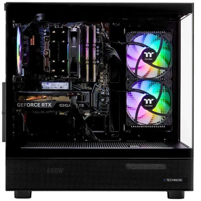 Alt view image 2 of 5 - TECHNOID Glass Gaming PC - GeForce RTX 5070 Ti - AMD Ryzen 7 9700x - 32GB DDR5 - 2TB SSD - Win 11 HOME - AI Ready - 850w 80 Plus Gold PSU - VR Compatible - Black