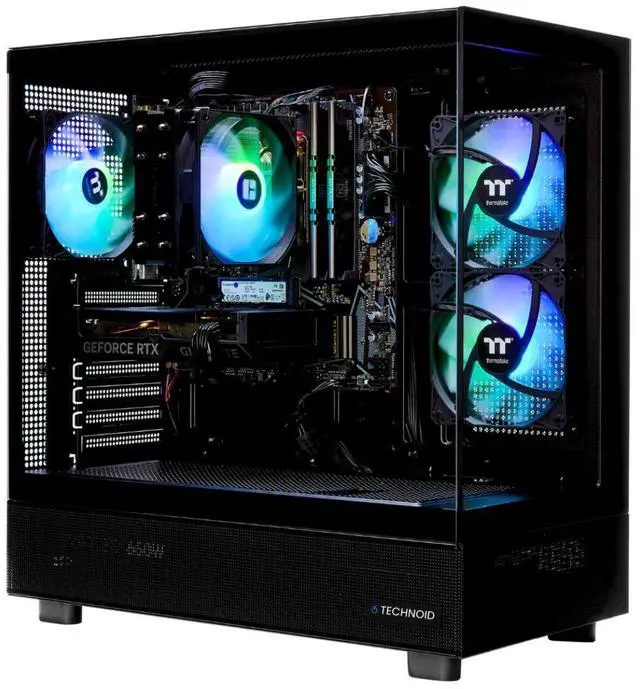 Alt view image 4 of 5 - TECHNOID Glass Gaming PC - GeForce RTX 5070 Ti - AMD Ryzen 7 9700x - 32GB DDR5 - 2TB SSD - Win 11 HOME - AI Ready - 850w 80 Plus Gold PSU - VR Compatible - Black