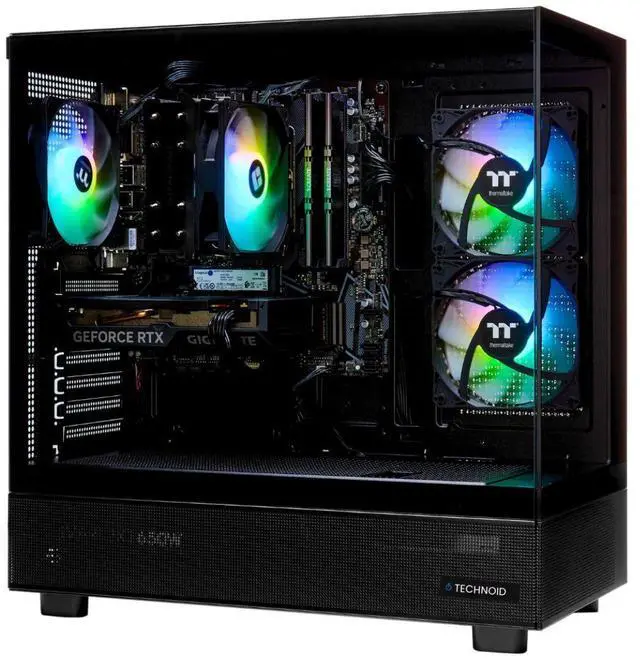 Alt view image 5 of 5 - TECHNOID Glass Gaming PC - GeForce RTX 5070 Ti - AMD Ryzen 7 9800X3D - 32GB DDR5 - 2TB SSD - Win 11 HOME - AI Ready - 850w 80 Plus Gold PSU - VR Compatible - Black
