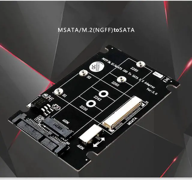 Alt view image 5 of 5 - XT-XINTE 2 in 1 M.2 B Key Mini SATA SSD to SATA3.0 Adapter Card for mSATA SSD M2 2230 2242 2260 2280 for NGFF Adapter w Switch