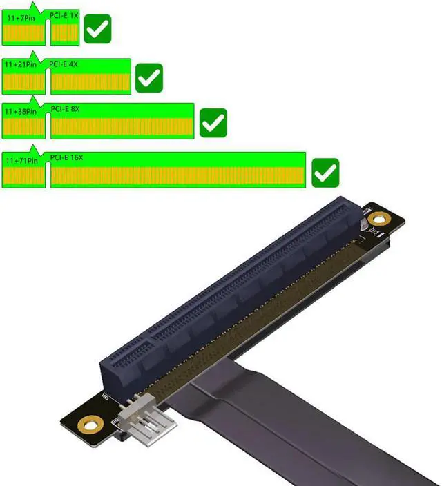 Alt view image 3 of 5 - XT-XINTE M.2 for NGFF for NVMe Key M to PCIe 3.0 X16 Extension Cable 90° 180° Right Angle PCI-E Slot for m2 2230/2242/2260/2280