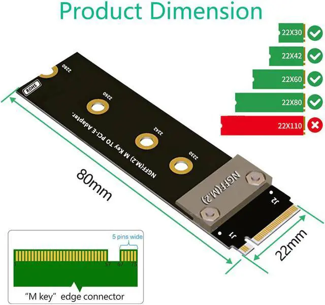 Alt view image 2 of 5 - XT-XINTE M.2 for NGFF for NVMe Key M to PCIe 3.0 X16 Extension Cable 90° 180° Right Angle PCI-E Slot for m2 2230/2242/2260/2280