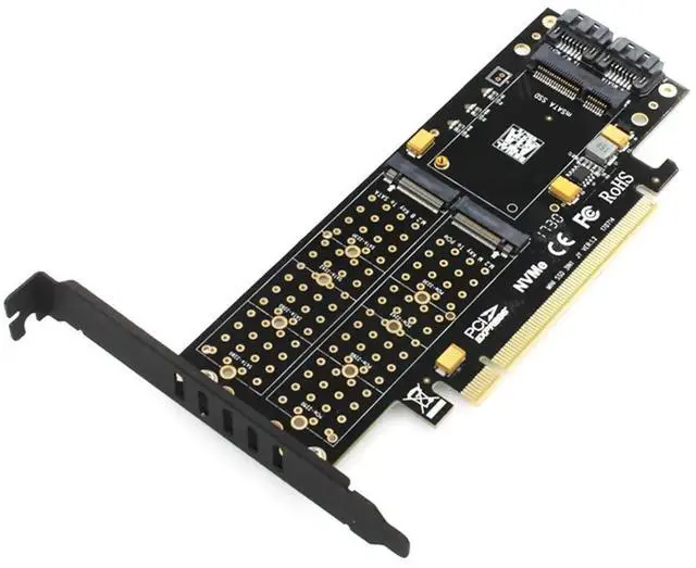 Alt view image 2 of 6 - JEYI SK16-PRO for NVME for NGFF Adapter x16 PCI-E3 Full Speed M.2 2280 Aluminum Sheet Thermal Conductivity Silicon Fan Cooling