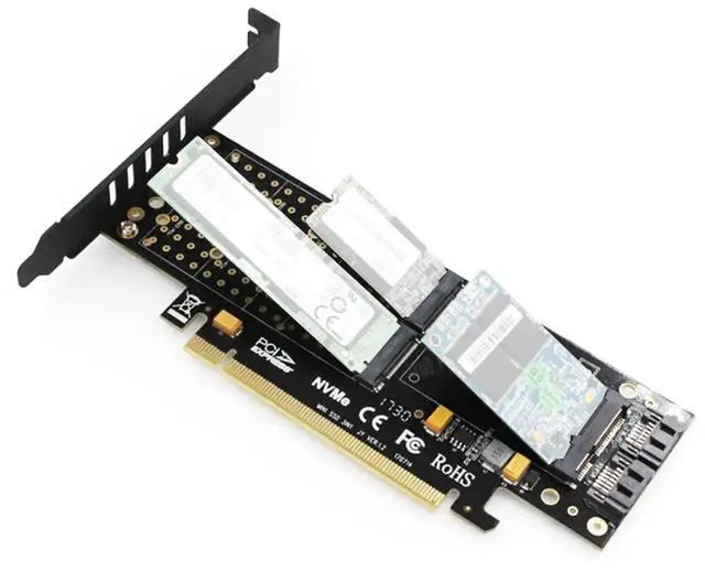 Alt view image 4 of 6 - JEYI SK16-PRO for NVME for NGFF Adapter x16 PCI-E3 Full Speed M.2 2280 Aluminum Sheet Thermal Conductivity Silicon Fan Cooling