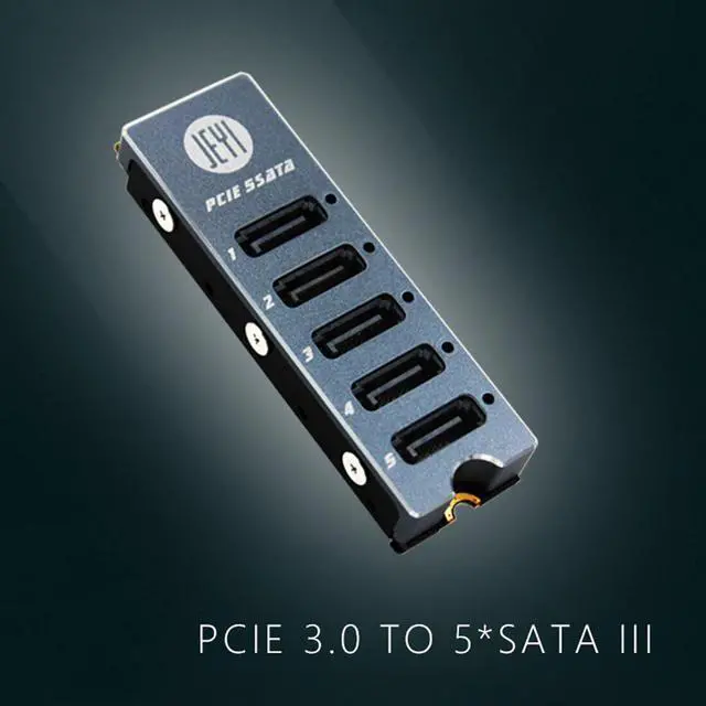 Main image of JEYI SATA Disk Array Card JMS585-Slim 5 Ports SATA3 for M. 2 for Nvme PCI-E 3.0 to SATA 16G Cooler Radiator for ThunderBolt 3