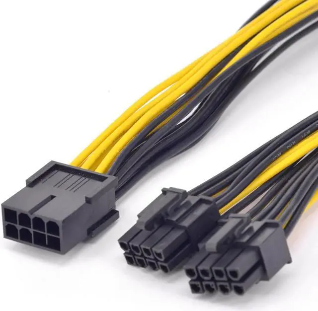 Alt view image 3 of 5 - PCIe GPU 8pin to Dual 6+2Pin Power supply Cable PCI express Graphics card 2 ports 6+2pin to 8Pin power Port Multiplier 18AWG