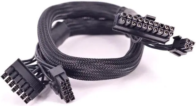 Alt view image 3 of 6 - PSU Modular 14+10pin to 20+4Pin ATX Power Supply Cable 24Pin Motherboard Flat Cable for Corsair HX1200i HX1000i HX850i HX750i