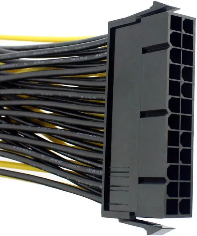 Alt view image 3 of 6 - 20+4Pin Dual PSU Power Supply Cable 24Pin ATX Motherboard Adapter Connector Extension Cables 18AWG Line for Mining Miner 20cm