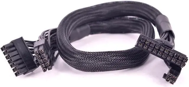 Alt view image 4 of 6 - PSU Modular 14+10pin to 20+4Pin ATX Power Supply Cable 24Pin Motherboard Flat Cable for Corsair HX1200i HX1000i HX850i HX750i