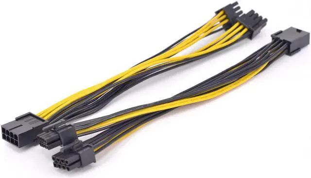 Alt view image 5 of 5 - PCIe GPU 8pin to Dual 6+2Pin Power supply Cable PCI express Graphics card 2 ports 6+2pin to 8Pin power Port Multiplier 18AWG