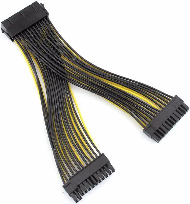 Alt view image 6 of 6 - 20+4Pin Dual PSU Power Supply Cable 24Pin ATX Motherboard Adapter Connector Extension Cables 18AWG Line for Mining Miner 20cm