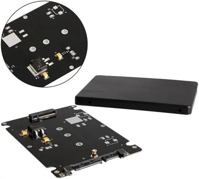 Alt view image 4 of 6 - B+M Key Socket 2 M.2 NGFF (SATA) SSD to 2.5 SATA Adapter Card with Case New
