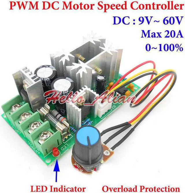 Main image of DC 9V-60V 12V 18V 24V 36V 48V 20A PWM DC Motor Speed Controllor Overload Protection Regulator Switch  for 540/550/775 Motor