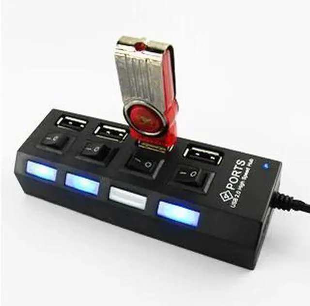 Alt view image 4 of 6 - USB2.0 Hub Four 4 Port USB hubs Splitter with Separate Switch 480Mbps USB2.0 Hight-Speed for Pc Mac Computer Laptop Usb
