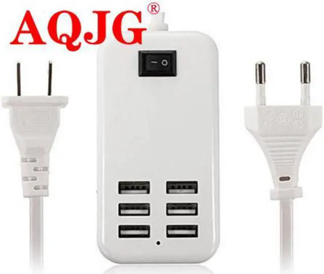 Main image of est 6 Port Portable USB Hub Desktop Wall Charger AC Power Adapter EU Plug Slots Charging Extension Socket Outlet With Switch