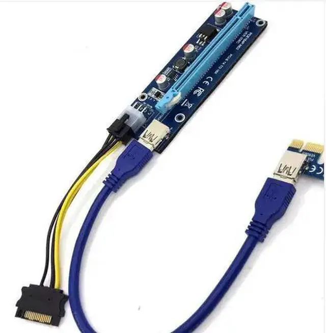 Alt view image 4 of 4 - Pcie Pci-e Pci Express adapter expansion Card x1 To x16 GPU Usb 3.0 Extender converter Riser X1 X16 Card  SATA 6Pin Power Cable