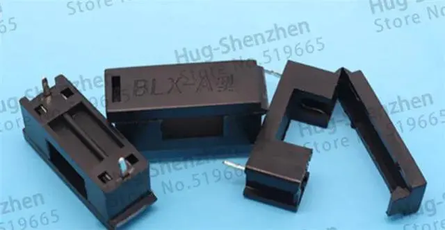 Alt view image 3 of 4 - 50pcs BLX-A Black color copper feet fuse holder DIP pcb board for 5*20mm cartridge fuse with cover