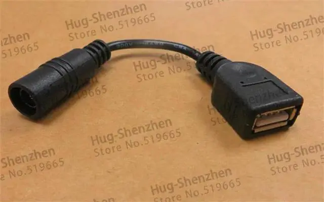 Alt view image 2 of 5 - 50pcs DC Power Adapter 5.5 2.1 Female to USB female Adapter with black cable