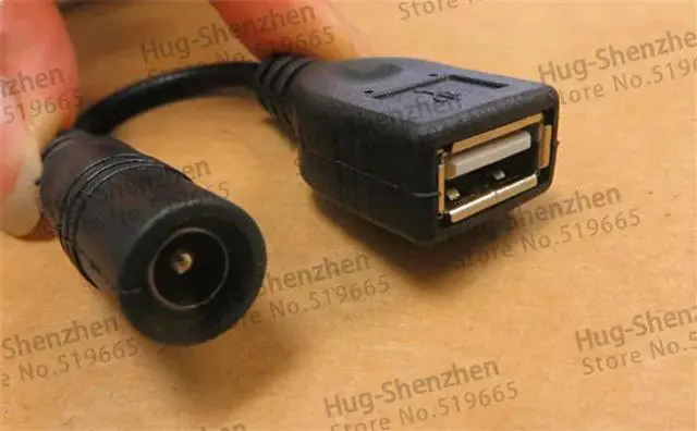 Alt view image 3 of 5 - 50pcs DC Power Adapter 5.5 2.1 Female to USB female Adapter with black cable