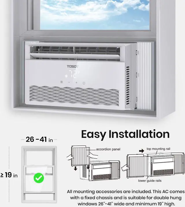 Alt view image 3 of 7 - TOSOT 8,000 BTU Window Air Conditioner with Remote Control, Energy Star Cools Rooms Up to 350 Sq Ft