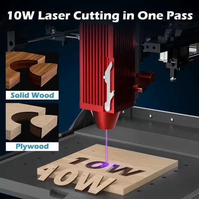 Alt view image 3 of 5 - Kiosk 10W Laser Engraver, Light Weight & Portable Laser Engraver Machine, Home Laser Cutter with Acrylic Enclosure for DIY Wood/Leather/Metal, 3.9 x 3.9inch Engraving Area, Laser Safety Class 1