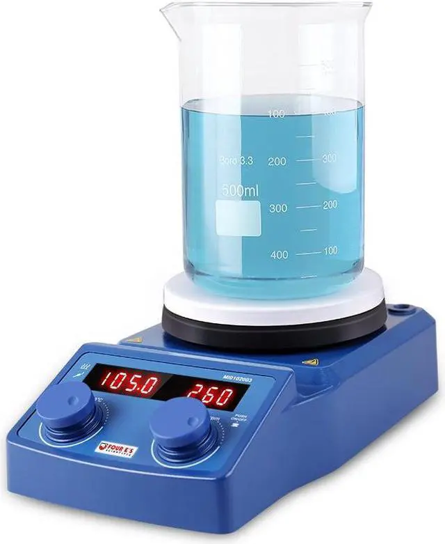 Main image of Four E's Scientific Digital magnetic stirrer heating hot plate, 100  1500 rpm stir speed, rt  280 degree c temp, 600 w heat power, 5000ml max, lab equipment supply science lab, craft homebrew
