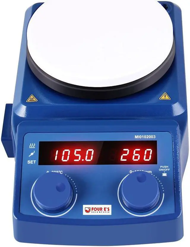 Alt view image 2 of 6 - Four E's Scientific Digital magnetic stirrer heating hot plate, 100  1500 rpm stir speed, rt  280 degree c temp, 600 w heat power, 5000ml max, lab equipment supply science lab, craft homebrew