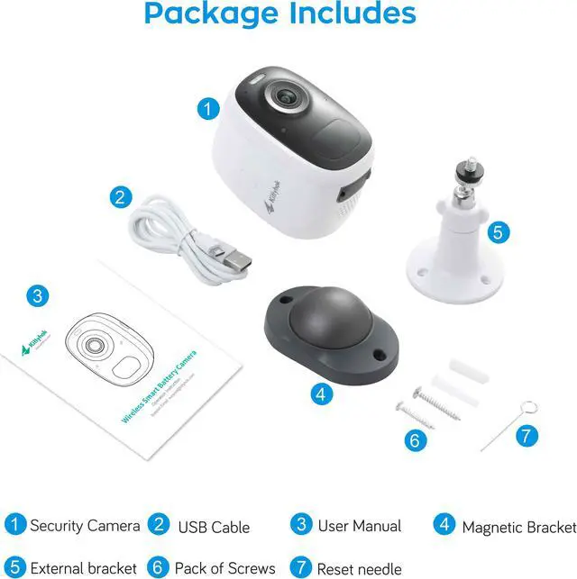 Alt view image 7 of 7 - Kittyhok 2K Wireless Security Camera Outdoor w/ AI Detection, 4MP WiFi Home Surveillance Camera, Rechageable, Color Night Vision, Spotlight, 2-Way Audio, IP66 Weatherproof, Cloud Storage