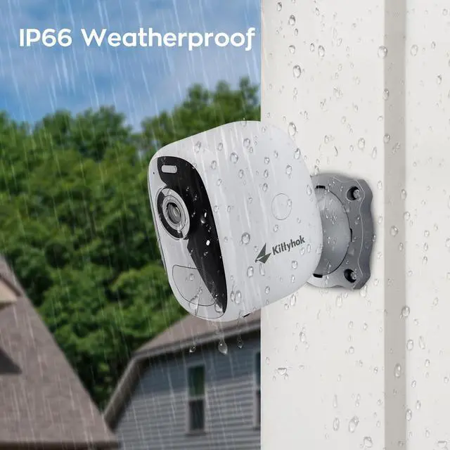 Alt view image 6 of 7 - Kittyhok 2K Wireless Security Camera Outdoor w/ AI Detection, 4MP WiFi Home Surveillance Camera, Rechageable, Color Night Vision, Spotlight, 2-Way Audio, IP66 Weatherproof, Cloud Storage