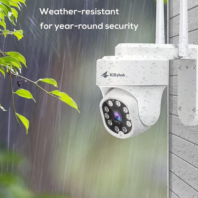Alt view image 6 of 7 - Kittyhok PTZ Wireless Security Camera System | 4pcs Ultra 2K Wireless Outdoor Security Camera with 360° View, auto Tracking, Human Detection, and Spotlight | 8CH NVR with 500GB HDD for 24-7 Recording