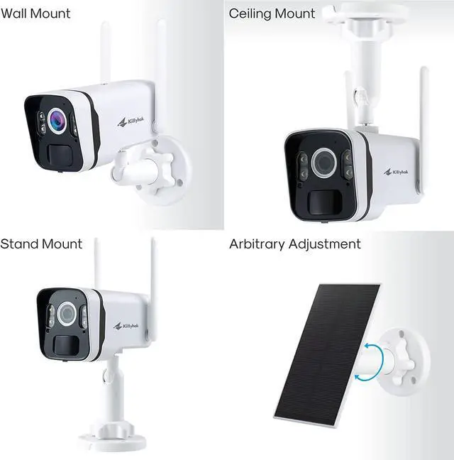Alt view image 5 of 7 - Kittyhok Solar Home Security Cameras System, 4pcs 2k Ultra Solar Security Camera Outdoor Wireless, Smart Human Detection, Spotlight , Forever Power, 10CH NVR, 60 Days Local Storage, 0 Monthly Fee