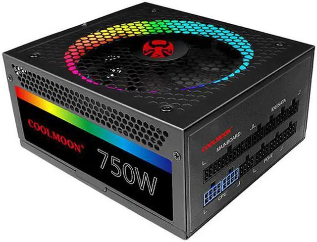 Alt view image 2 of 5 - COOLMOON ATX Power Supply 750W Fully Modular 80+ Gold Certified with Addressable RGB Light - Vairous Color Mode, RGB-750W