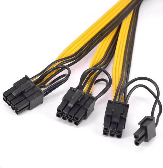 Alt view image 3 of 5 - PCIe GPU 6pin 1 to 3 port 6+2Pin Female to Male Extension Cable PCI express Graphics card 6Pin to 8pin power supply cord for BTC